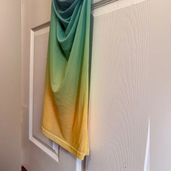 Runaway the Label Blue Green Yellow Ombre One-Shoulder Dress (size Medium) - Picture 6 of 8